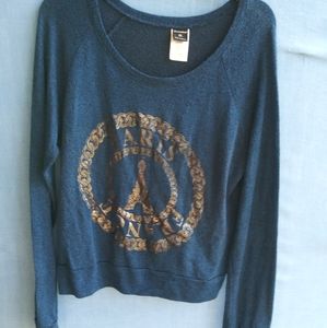 Stranded Juniors Size XL Paris Long Sleeve Crop Top